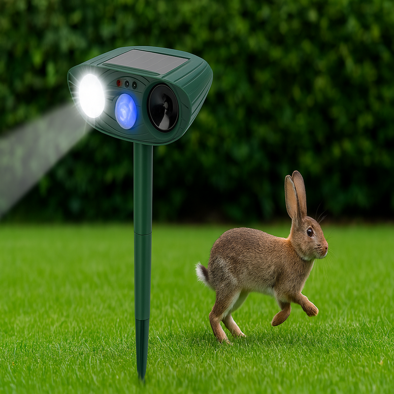 Solar Powered Ultrasonic Pest Repeller with Motion Sensor and Flashing LED Light