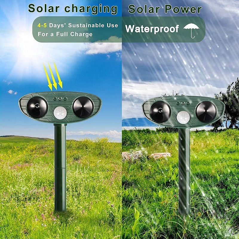 Solar Powered Ultrasonic Pest Repeller with Motion Sensor and Flashing LED Light