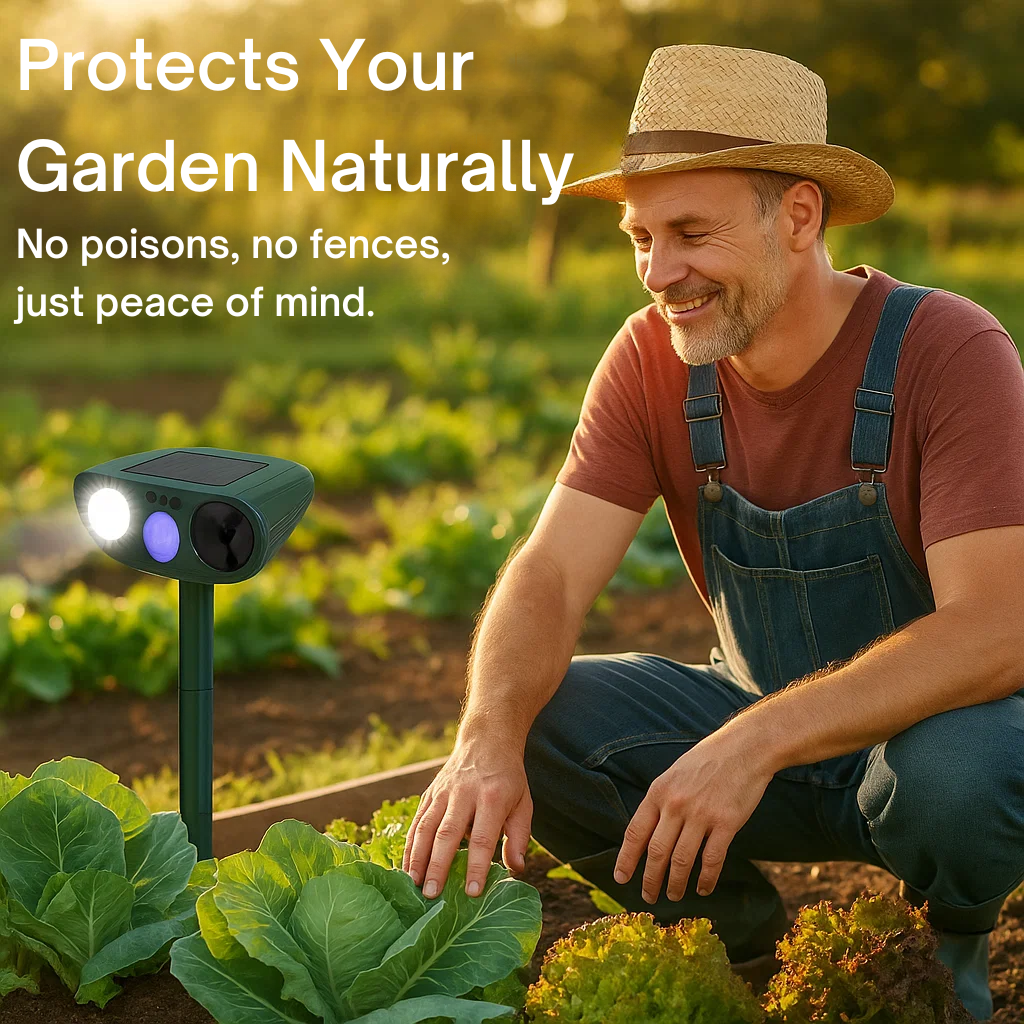Solar Powered Ultrasonic Pest Repeller with Motion Sensor and Flashing LED Light
