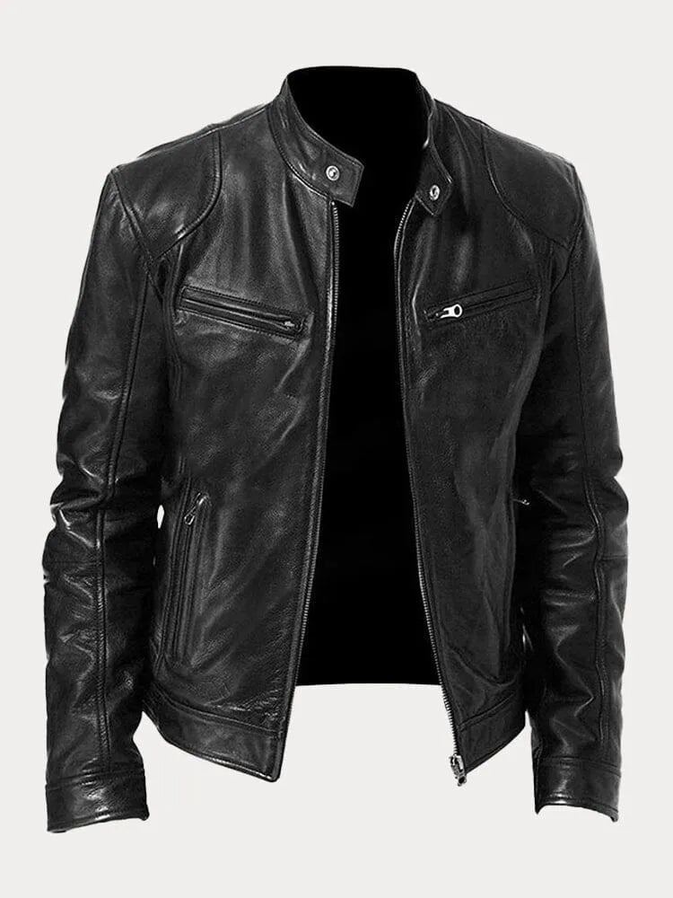 Juliette | Women's Leather Jacket Biker Stand Collar Zippers