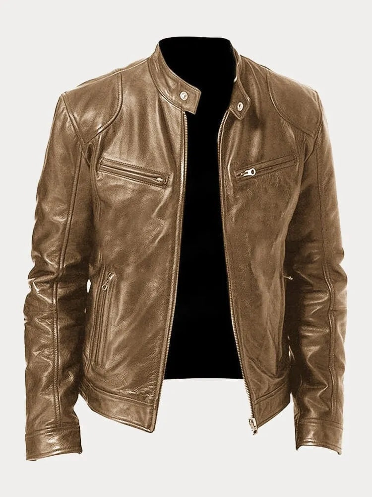 Juliette | Women's Leather Jacket Biker Stand Collar Zippers