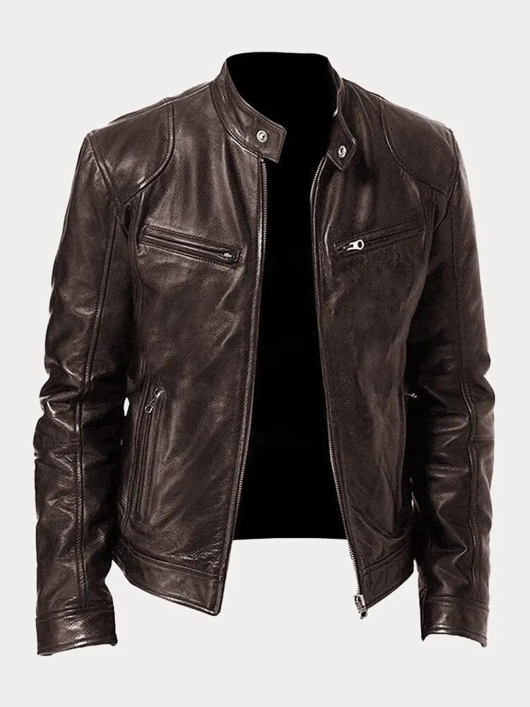 Juliette | Women's Leather Jacket Biker Stand Collar Zippers