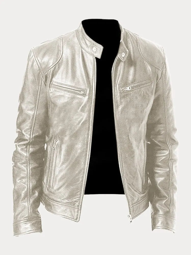 Juliette | Women's Leather Jacket Biker Stand Collar Zippers
