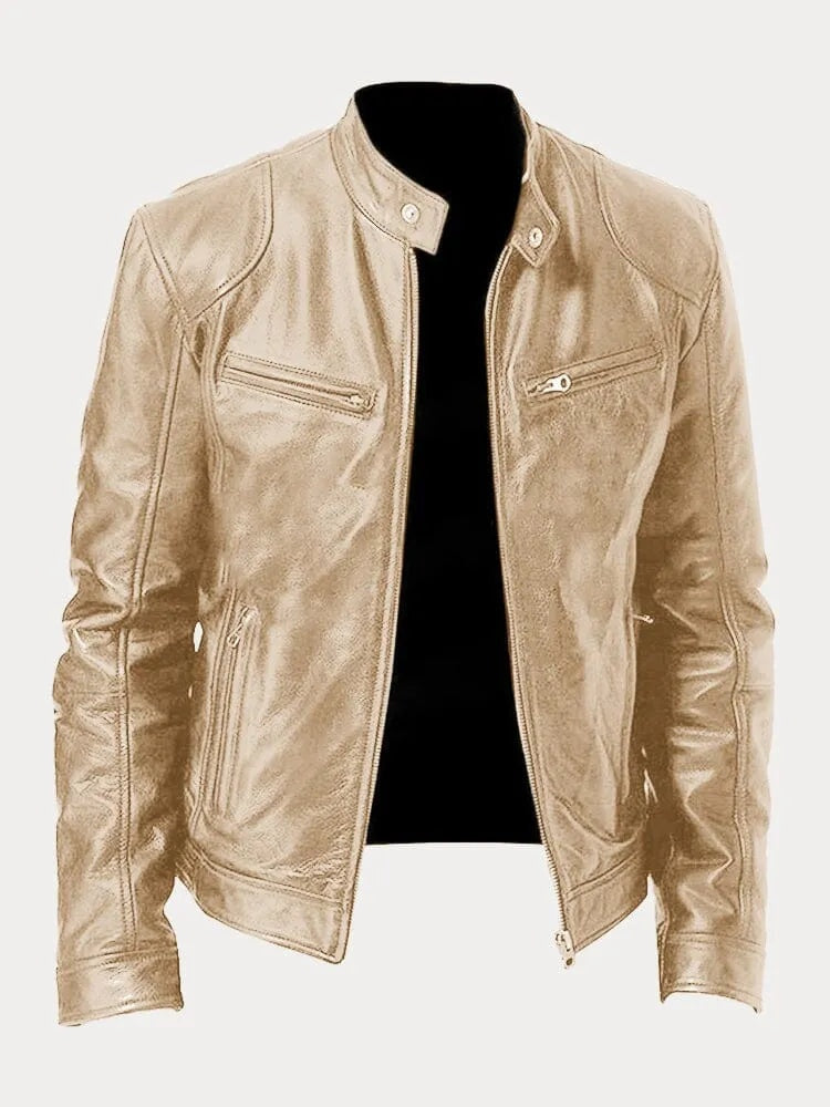 Juliette | Women's Leather Jacket Biker Stand Collar Zippers