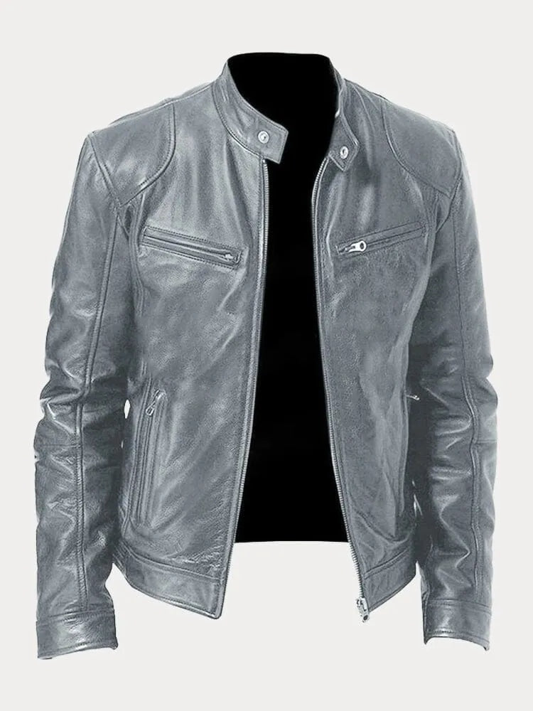 Juliette | Women's Leather Jacket Biker Stand Collar Zippers