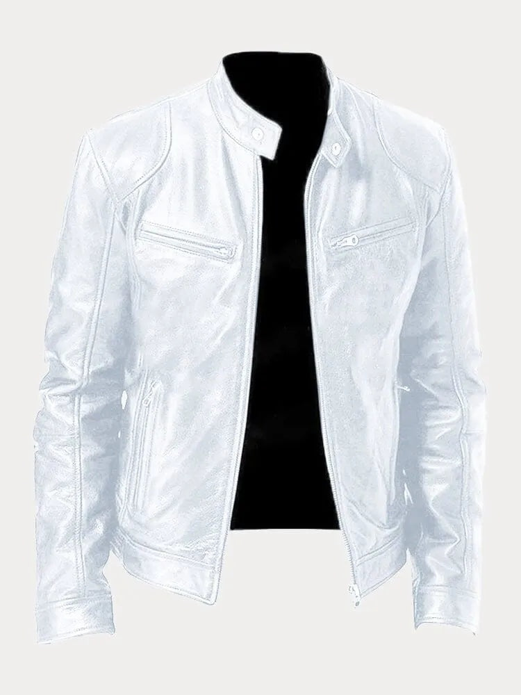 Juliette | Women's Leather Jacket Biker Stand Collar Zippers