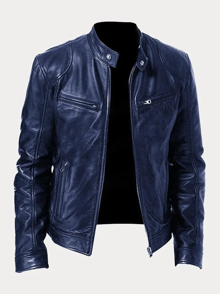 Juliette | Women's Leather Jacket Biker Stand Collar Zippers