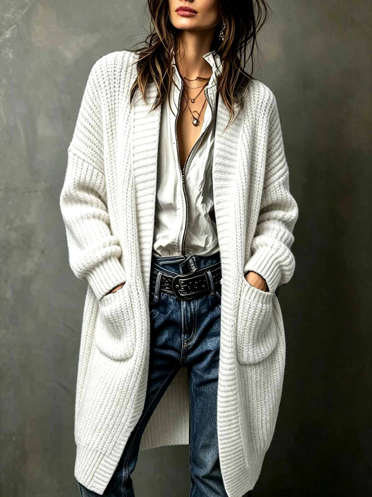 Sophia - Women's Long Knit Cardigan