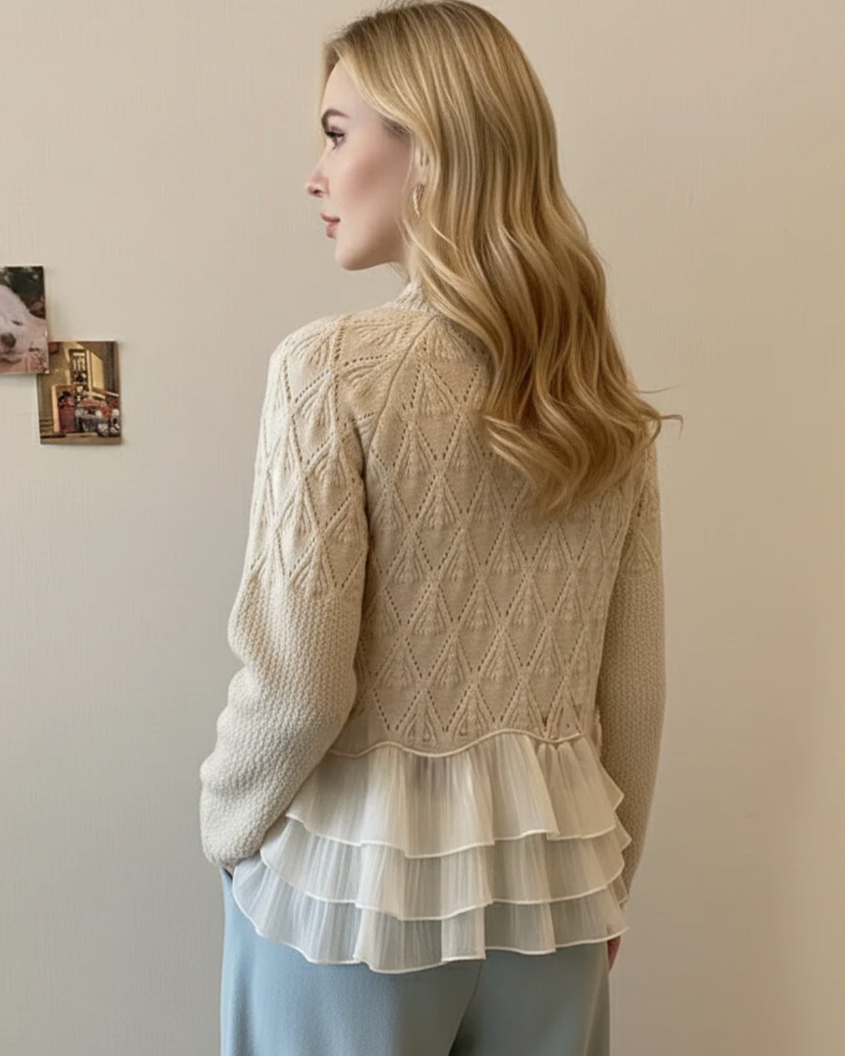 Abigail | Cable Knit Ruffle Hem Sweater