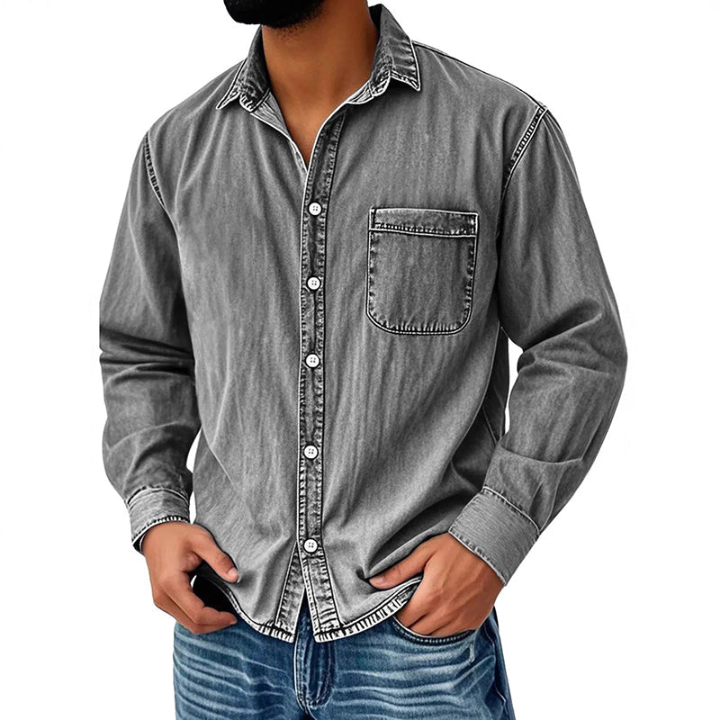 Everett Men's Vintage Washed Denim Button Up Shirt