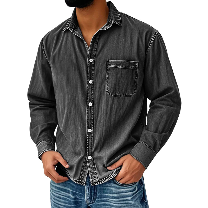 Everett Men's Vintage Washed Denim Button Up Shirt