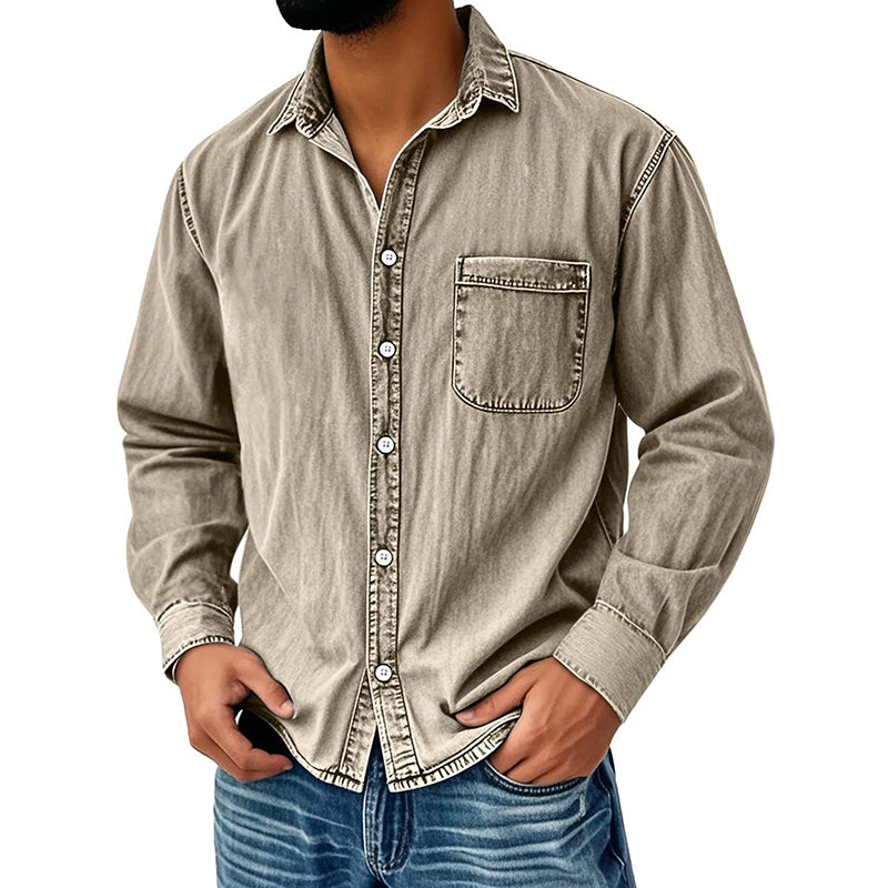 Everett Men's Vintage Washed Denim Button Up Shirt