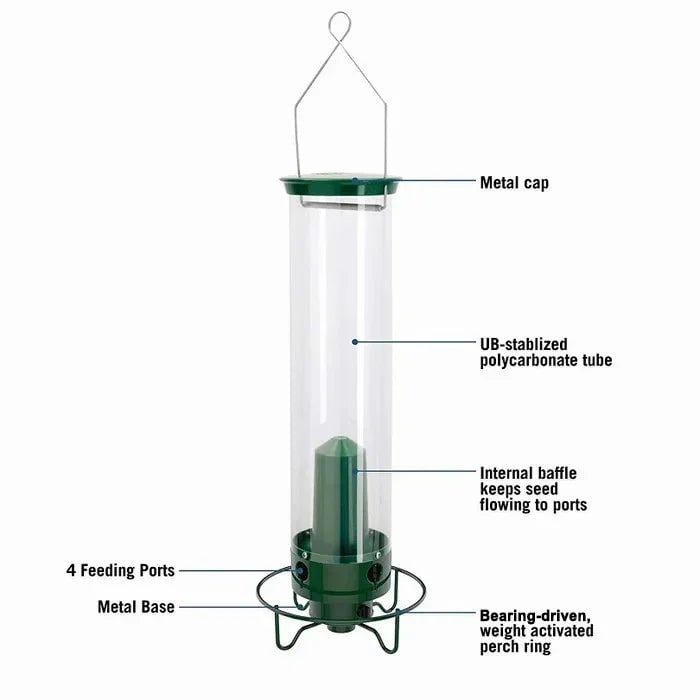 Squirrel Proof Bird Feeder with Weight-Activated Spinning Perch Tube