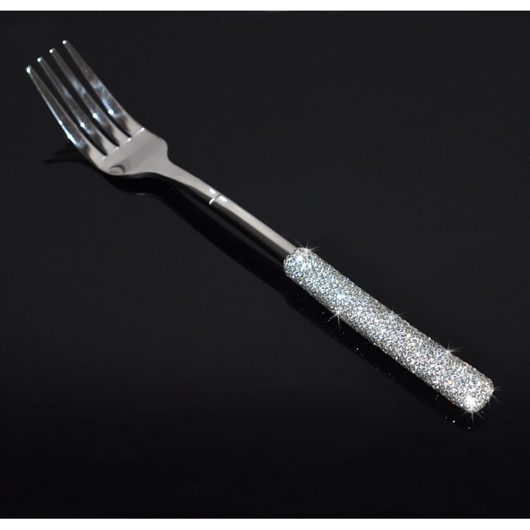 Stainless Steel Flatware Set with Rhinestone Handles and Gold Silver Options 20 Piece