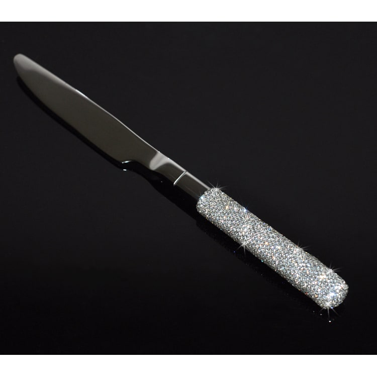 Stainless Steel Flatware Set with Rhinestone Handles and Gold Silver Options 20 Piece