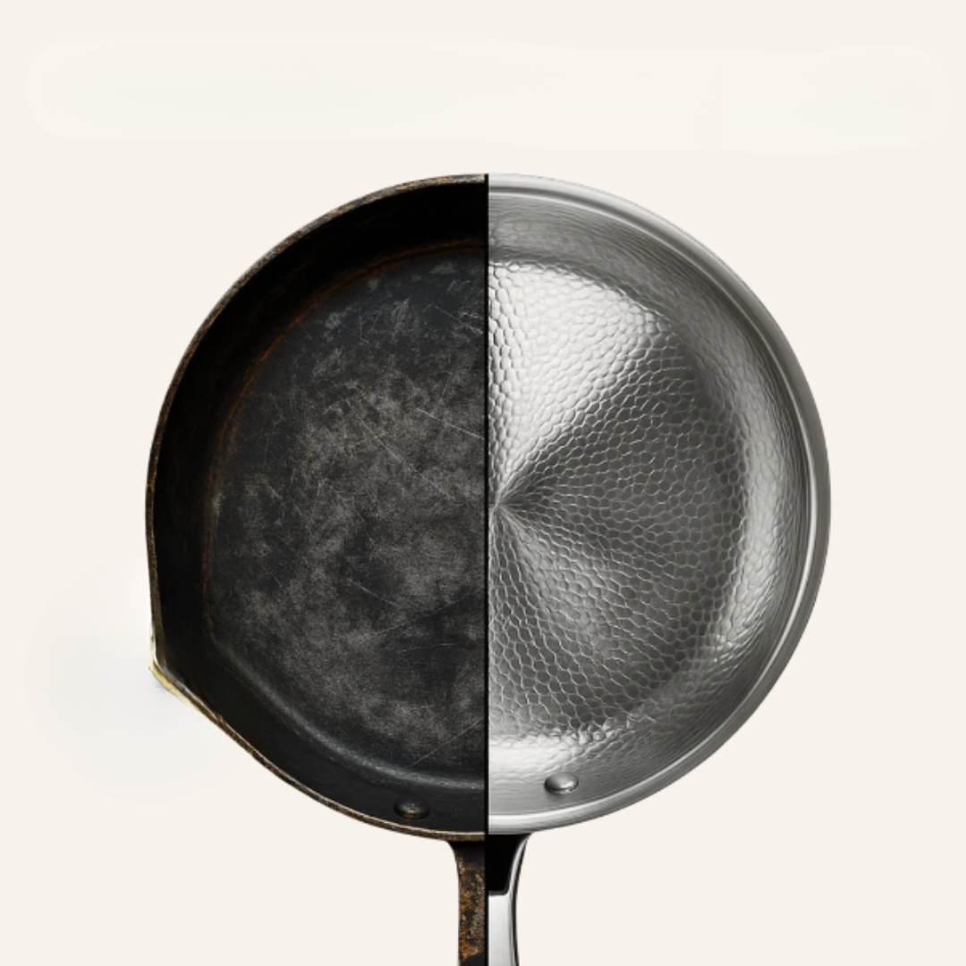 Stainless Steel Frying Pan with Hammered Surface and Induction Base