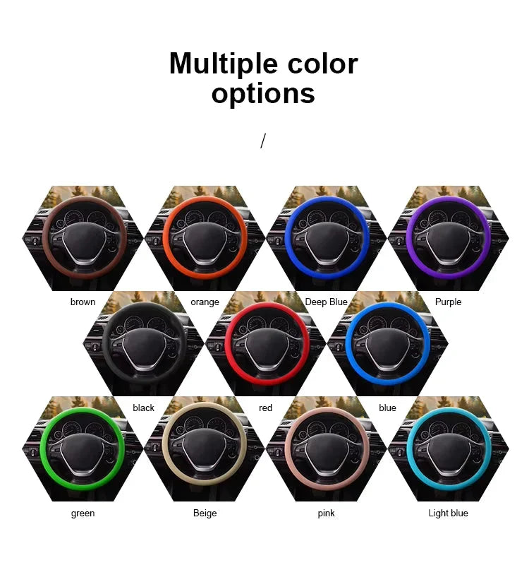 Steering Wheel Cover | Textured Silicone Non-Slip | Elastic Stretch Fit