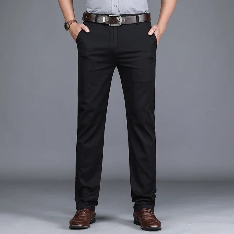 Slim Fit Straight Leg Cotton Blend Pants for Men