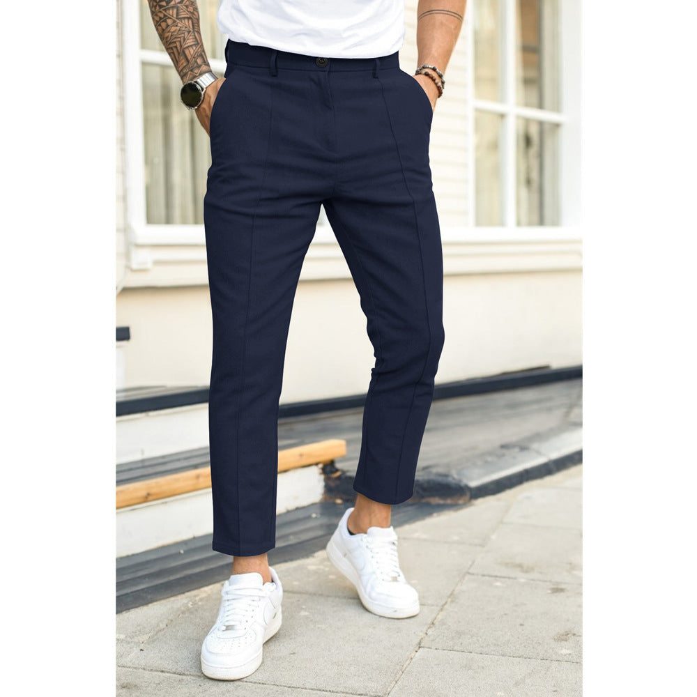 Straight Leg Cropped Trousers for Men