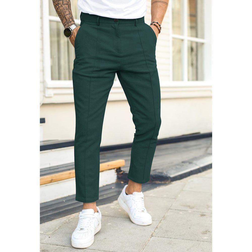 Straight Leg Cropped Trousers for Men