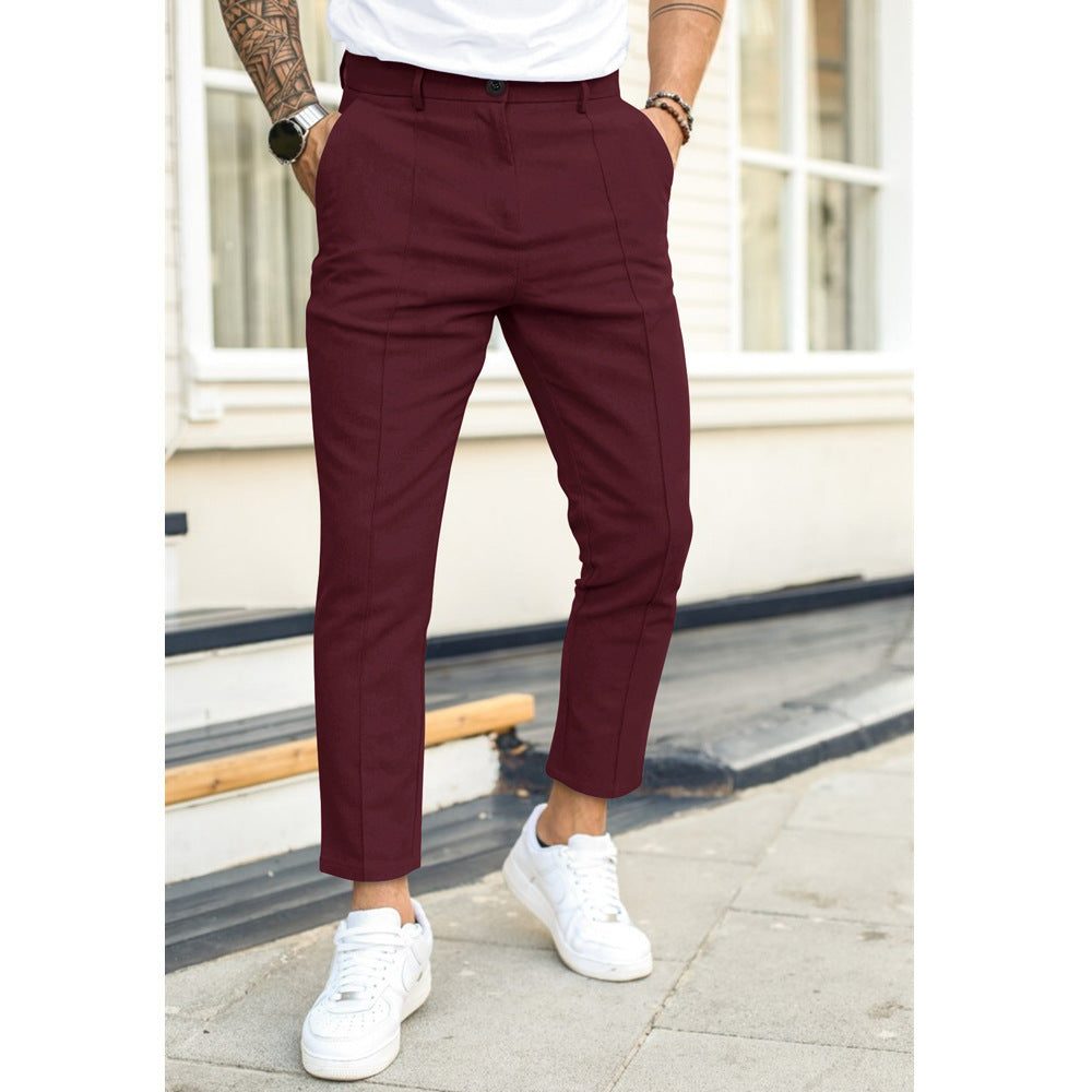 Straight Leg Cropped Trousers for Men