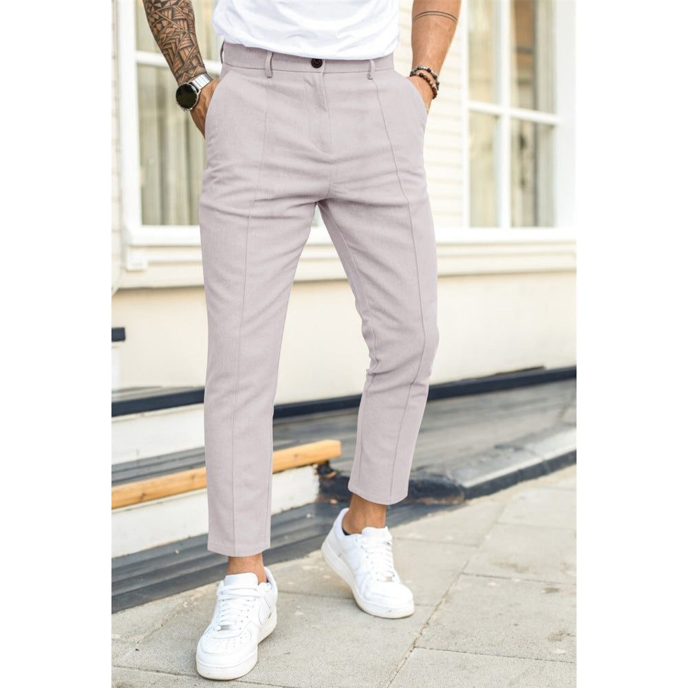Straight Leg Cropped Trousers for Men