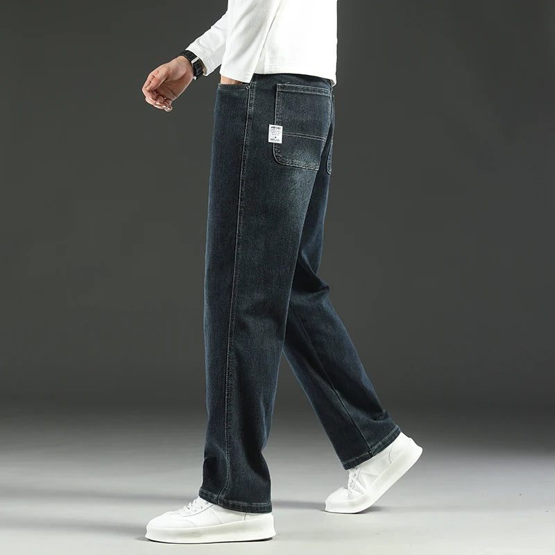 Straight Leg Denim Jeans with Stretch for Men