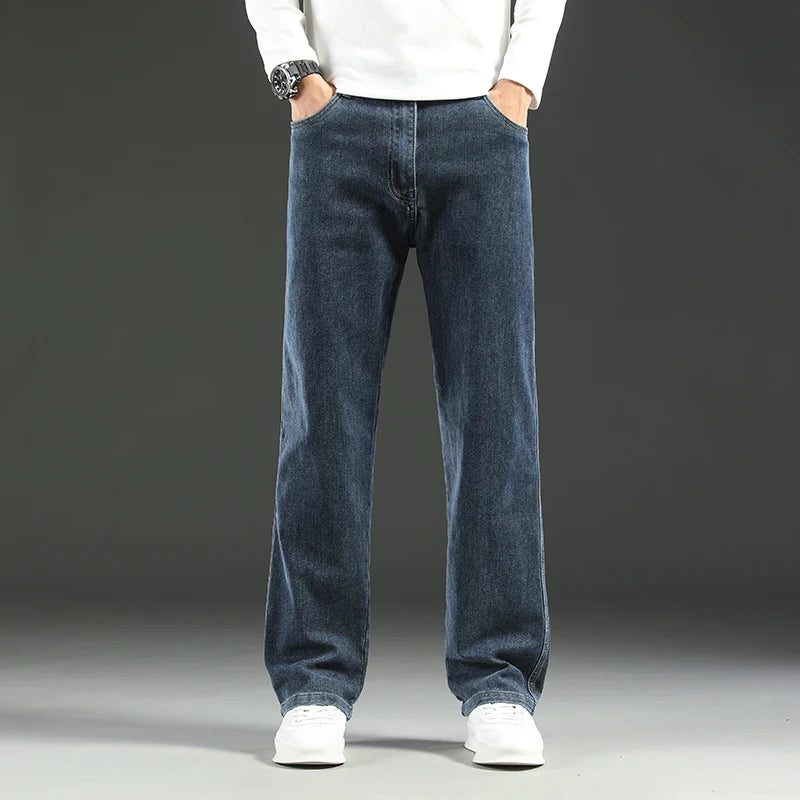 Straight Leg Denim Jeans with Stretch for Men
