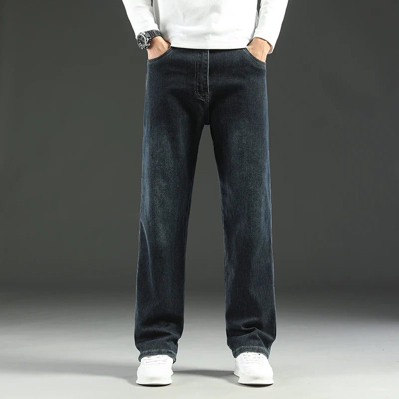 Straight Leg Denim Jeans with Stretch for Men