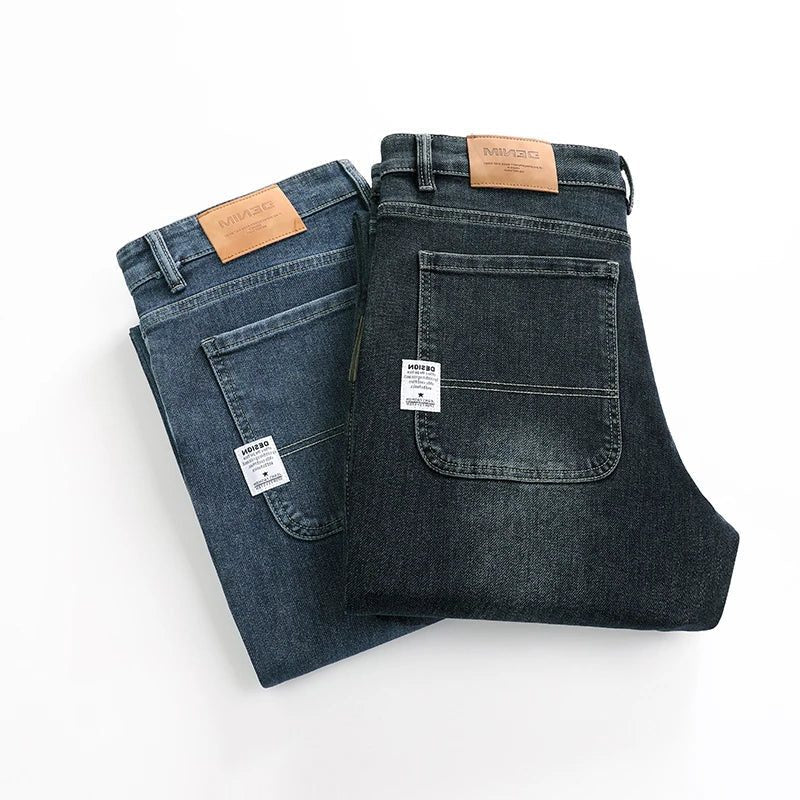 Straight Leg Denim Jeans with Stretch for Men