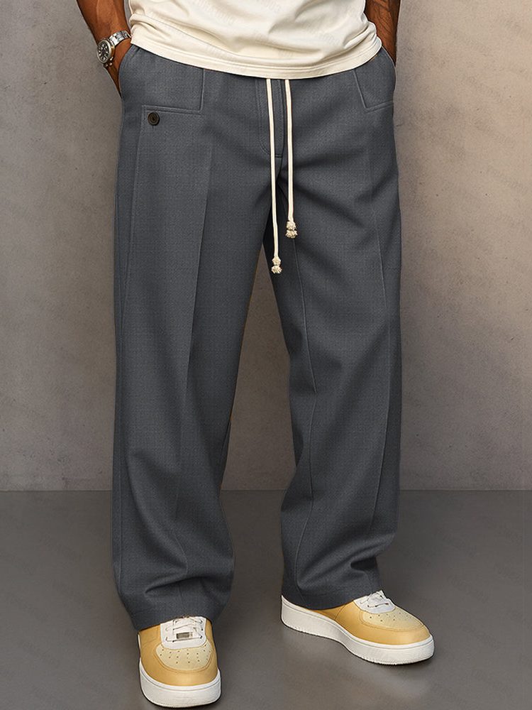 Straight Leg Drawstring Trousers for Men