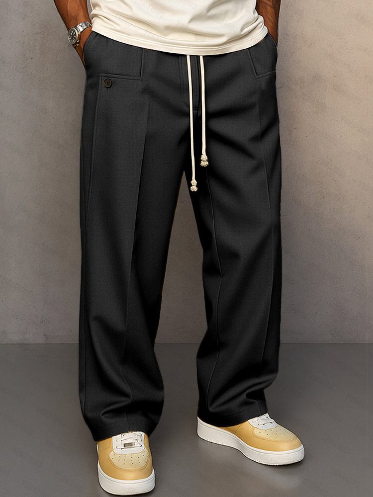 Straight Leg Drawstring Trousers for Men