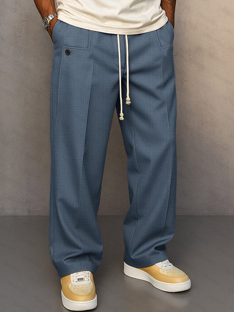 Straight Leg Drawstring Trousers for Men