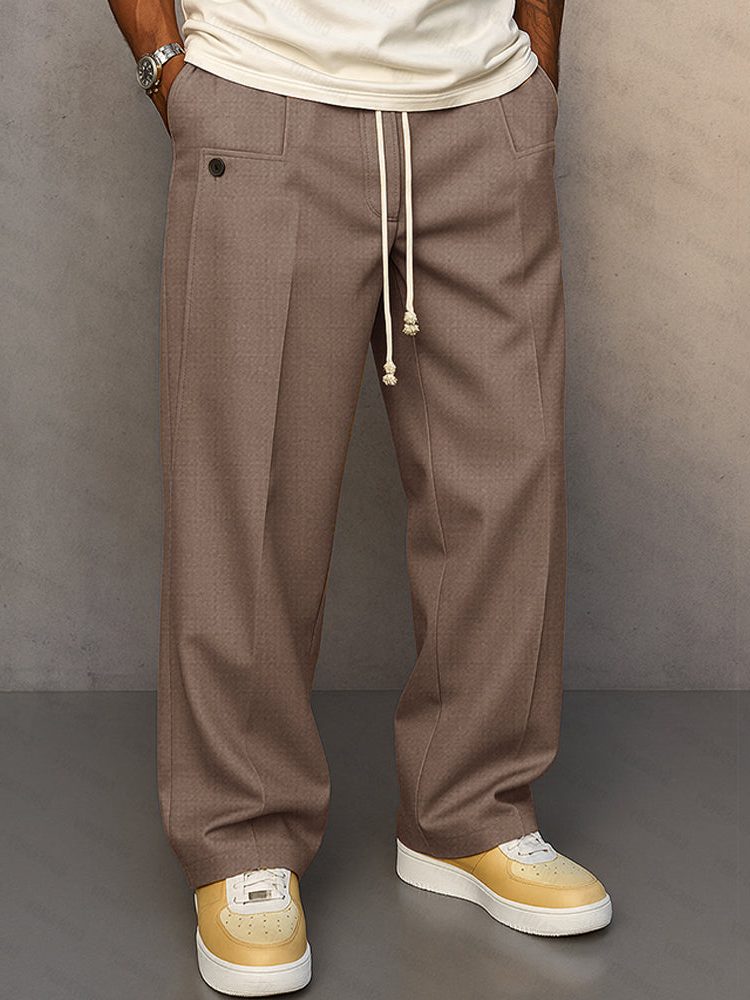 Straight Leg Drawstring Trousers for Men