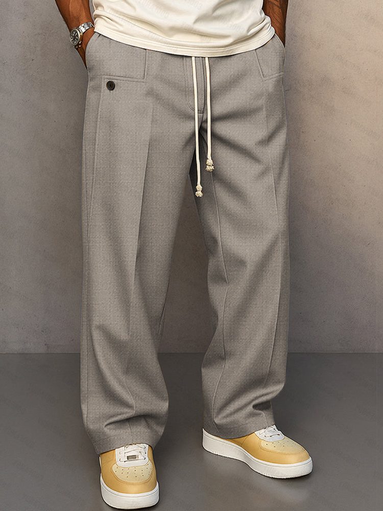 Straight Leg Drawstring Trousers for Men