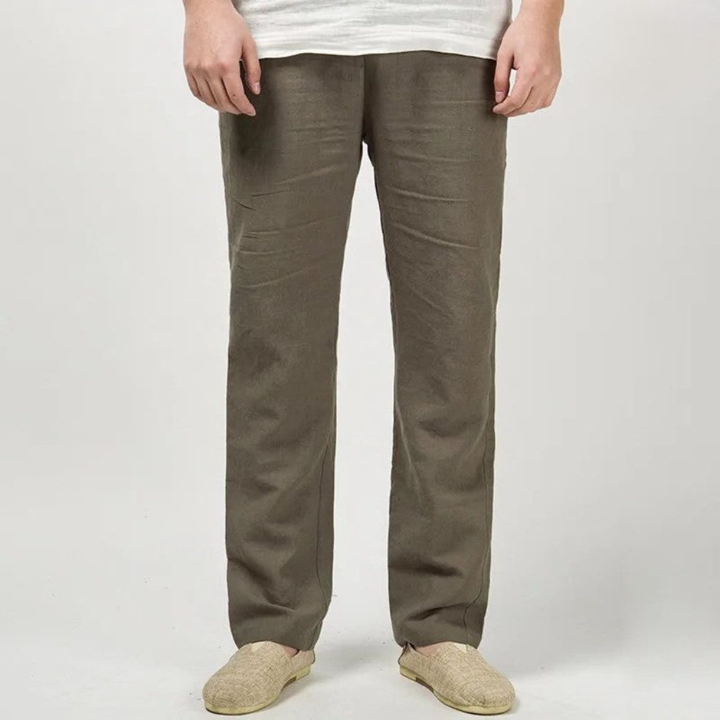 Straight Leg Linen Trousers for Men