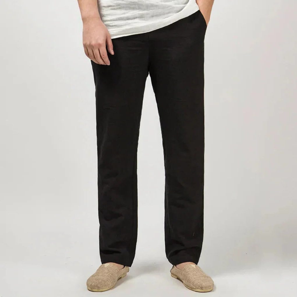 Straight Leg Linen Trousers for Men