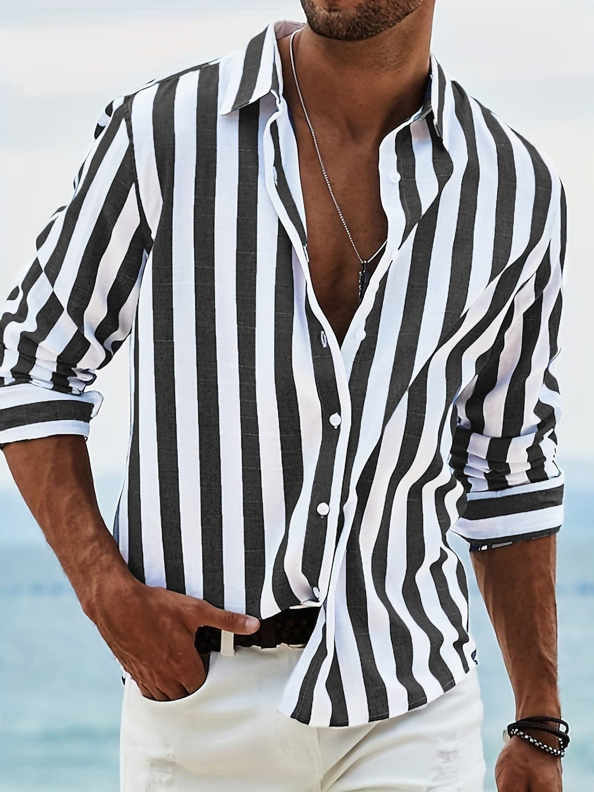 Striped Button-Down Shirt for Men