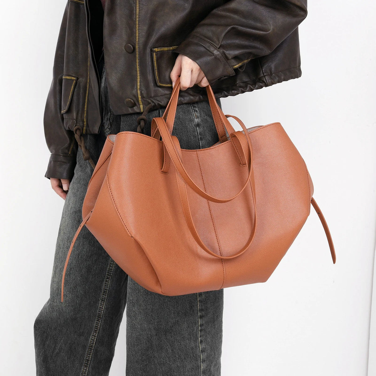 Women's Curved-Bottom Tote Bag with Adjustable Strap