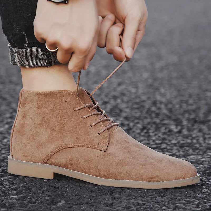Suede Lace-Up Ankle Boots for Men