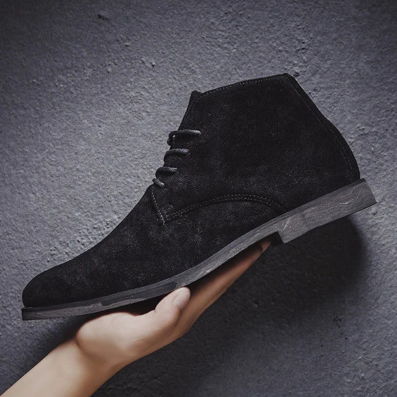 Suede Lace-Up Ankle Boots for Men