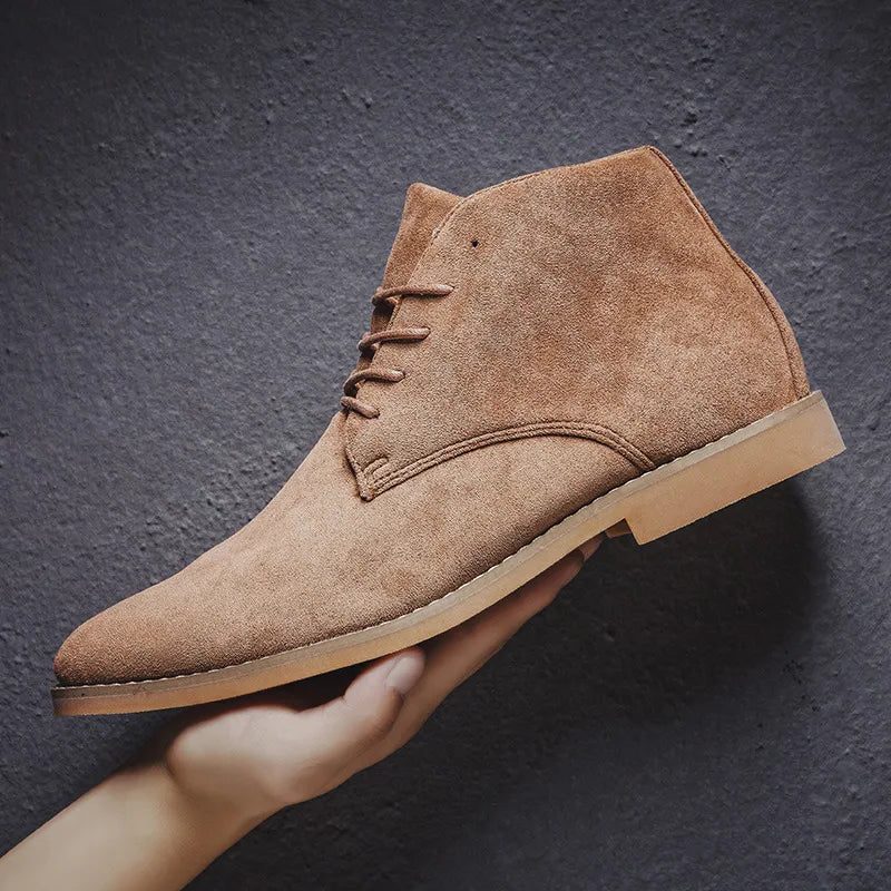 Suede Lace-Up Ankle Boots for Men