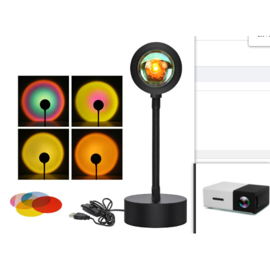 Sunset Lamp LED Projector Light with Adjustable Neck and Night Projection Ocean Wave