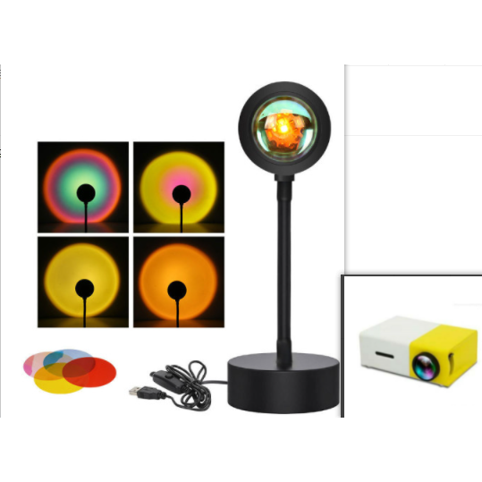 Sunset Lamp LED Projector Light with Adjustable Neck and Night Projection Ocean Wave