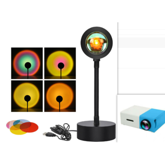 Sunset Lamp LED Projector Light with Adjustable Neck and Night Projection Ocean Wave