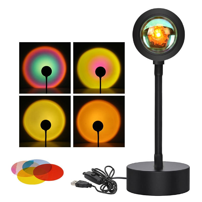 Sunset Lamp LED Projector Light with Adjustable Neck and Night Projection Ocean Wave