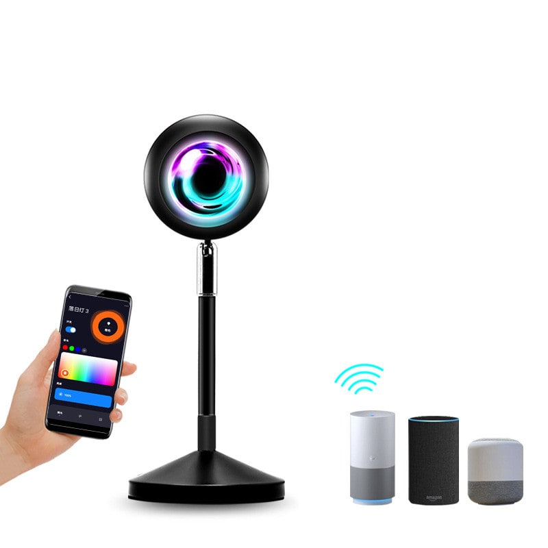 Sunset Lamp LED Projector Light with Adjustable Neck and Night Projection Ocean Wave