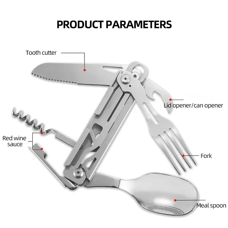 Survival Multitool Card | Stainless Steel Saw & Cutlery | Pocket-Sized