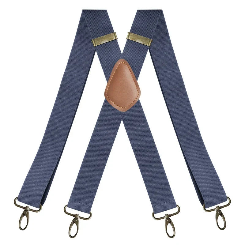 Suspenders | X-Back Adjustable & Lightweight | 4 Removable Clips
