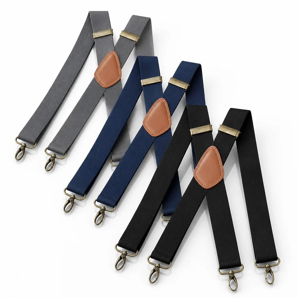 Suspenders | X-Back Adjustable & Lightweight | 4 Removable Clips